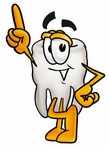 Clip Art Graphic of a Human Molar Tooth Character Pointing Upwards