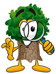 Clip Art Graphic of a Tree Character Looking Through a Magnifying Glass