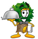 Clip Art Graphic of a Tree Character Dressed as a Waiter and Holding a Serving Platter