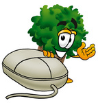 Clip Art Graphic of a Tree Character With a Computer Mouse