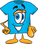 Clip Art Graphic of a Blue Short Sleeved T Shirt Character Pointing at the Viewer