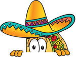 Clip Art Graphic of a Crunchy Hard Taco Character Peeking Over a Surface