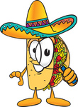 Clip Art Graphic of a Crunchy Hard Taco Character Looking Through a Magnifying Glass