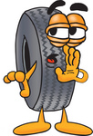 Clip Art Graphic of a Tire Character Whispering and Gossiping