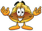 Clip Art Graphic of a Yellow Safety Hardhat Cartoon Character With Welcoming Open Arms