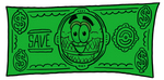 Clip Art Graphic of a Strawberry Ice Cream Cone Cartoon Character on a Dollar Bill