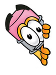 Clip Art Graphic of a Yellow Number 2 Pencil With an Eraser Cartoon Character Peeking Around a Corner