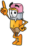 Clip Art Graphic of a Yellow Number 2 Pencil With an Eraser Cartoon Character Pointing Upwards