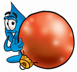 Clip Art Graphic of a Blue Waterdrop or Tear Character Standing With a Christmas Bauble