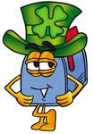 Clip Art Graphic of a Blue Snail Mailbox Cartoon Character Wearing a Saint Patricks Day Hat With a Clover on it