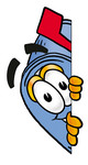 Clip Art Graphic of a Blue Snail Mailbox Cartoon Character Peeking Around a Corner