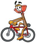 Clip Art Graphic of a Plumbing Toilet or Sink Plunger Cartoon Character Riding a Bicycle
