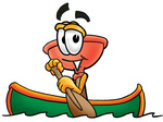Clip Art Graphic of a Plumbing Toilet or Sink Plunger Cartoon Character Rowing a Boat