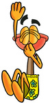 Clip Art Graphic of a Plumbing Toilet or Sink Plunger Cartoon Character Plugging His Nose While Jumping Into Water