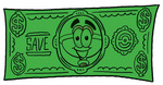 Clip Art Graphic of a Plumbing Toilet or Sink Plunger Cartoon Character on a Dollar Bill