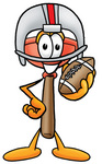 Clip Art Graphic of a Plumbing Toilet or Sink Plunger Cartoon Character in a Helmet, Holding a Football