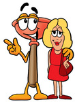 Clip Art Graphic of a Plumbing Toilet or Sink Plunger Cartoon Character Talking to a Pretty Blond Woman