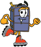 Clip Art Graphic of a Suitcase Luggage Cartoon Character Roller Blading on Inline Skates