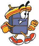 Clip Art Graphic of a Suitcase Luggage Cartoon Character Speed Walking or Jogging
