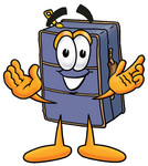 Clip Art Graphic of a Suitcase Luggage Cartoon Character With Welcoming Open Arms