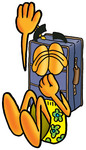 Clip Art Graphic of a Suitcase Luggage Cartoon Character Plugging His Nose While Jumping Into Water