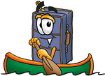 Clip Art Graphic of a Suitcase Luggage Cartoon Character Rowing a Boat