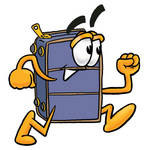 Clip Art Graphic of a Suitcase Luggage Cartoon Character Running