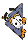 Clip Art Graphic of a Suitcase Luggage Cartoon Character Peeking Around a Corner