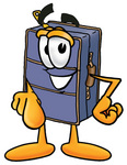 Clip Art Graphic of a Suitcase Luggage Cartoon Character Pointing at the Viewer
