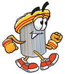 Clip Art Graphic of a Metal Trash Can Cartoon Character Speed Walking or Jogging