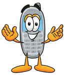 Clip Art Graphic of a Gray Cell Phone Cartoon Character With Welcoming Open Arms