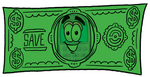 Clip Art Graphic of a Gray Cell Phone Cartoon Character on a Dollar Bill