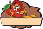 Clip art Graphic of a Red Apple Cartoon Character Label
