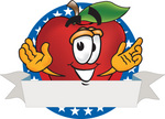 Clip art Graphic of a Red Apple Cartoon Character Label With Stars