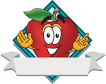 Clip art Graphic of a Red Apple Cartoon Character Label