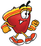 Clip art Graphic of a Red Apple Cartoon Character Speed Walking or Jogging