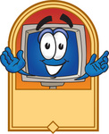 Clip Art Graphic of a Desktop Computer Cartoon Character Label