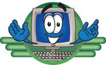 Clip Art Graphic of a Desktop Computer Cartoon Character Logo