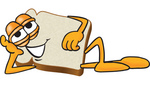 Clip Art Graphic of a White Bread Slice Mascot Character Reclined and Resting His Head on His Hand