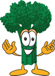 Clip Art Graphic of a Broccoli Mascot Character Greeting With Open Arms