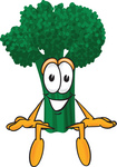 Clip Art Graphic of a Broccoli Mascot Character Sitting