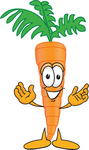 Clip Art Graphic of an Organic Veggie Carrot Mascot Character With Welcoming Open Arms