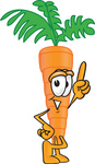 Clip Art Graphic of an Organic Veggie Carrot Mascot Character Pointing Up