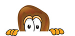 Clip Art Graphic of a Chicken Drumstick Mascot Character Peeking Over a Surface