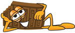 Clip Art Graphic of a Chocolate Candy Bar Mascot Character Resting His Head on His Hand