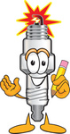 Clip Art Graphic of a Spark Plug Mascot Character Holding a Pencil