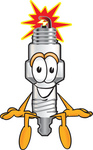 Clip Art Graphic of a Spark Plug Mascot Character Sitting