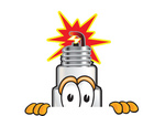 Clip Art Graphic of a Spark Plug Mascot Character Peeking Over a Surface