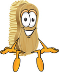 Clip Art Graphic of a Scrub Brush Mascot Character Sitting