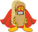 Clip Art Graphic of a Scrub Brush Mascot Character Dressed as a Super Hero
